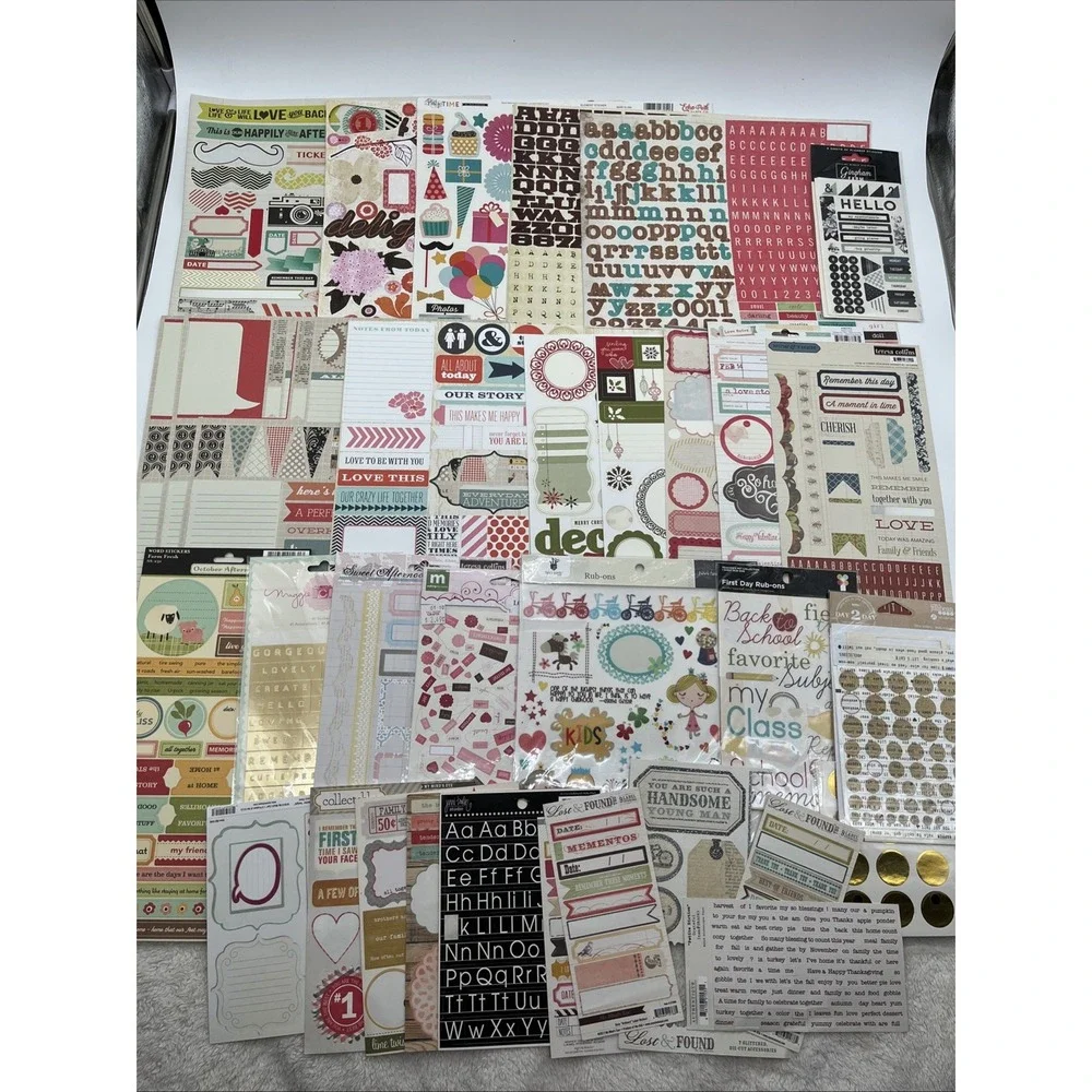 Scrapbooking Destash Lot My Minds Eye Echo Park Teresa Collins Stickers Rubons